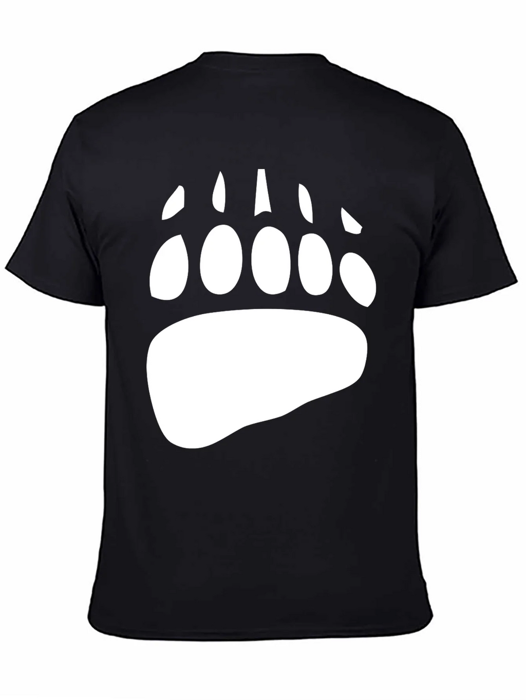 Bear Paw Print Graphic Tee - Black Cotton Blend