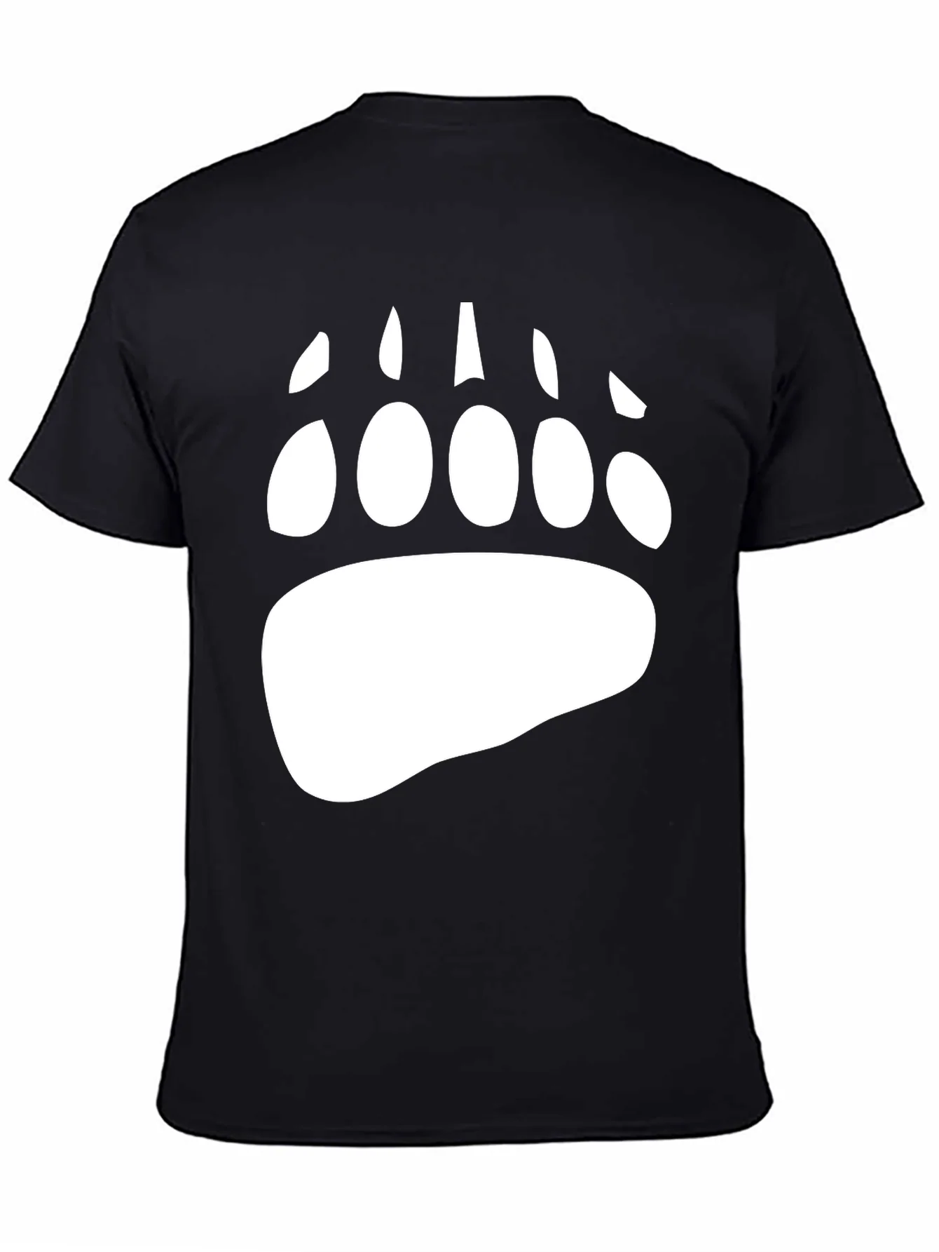Bear Paw Print Graphic Tee - Black Cotton Blend