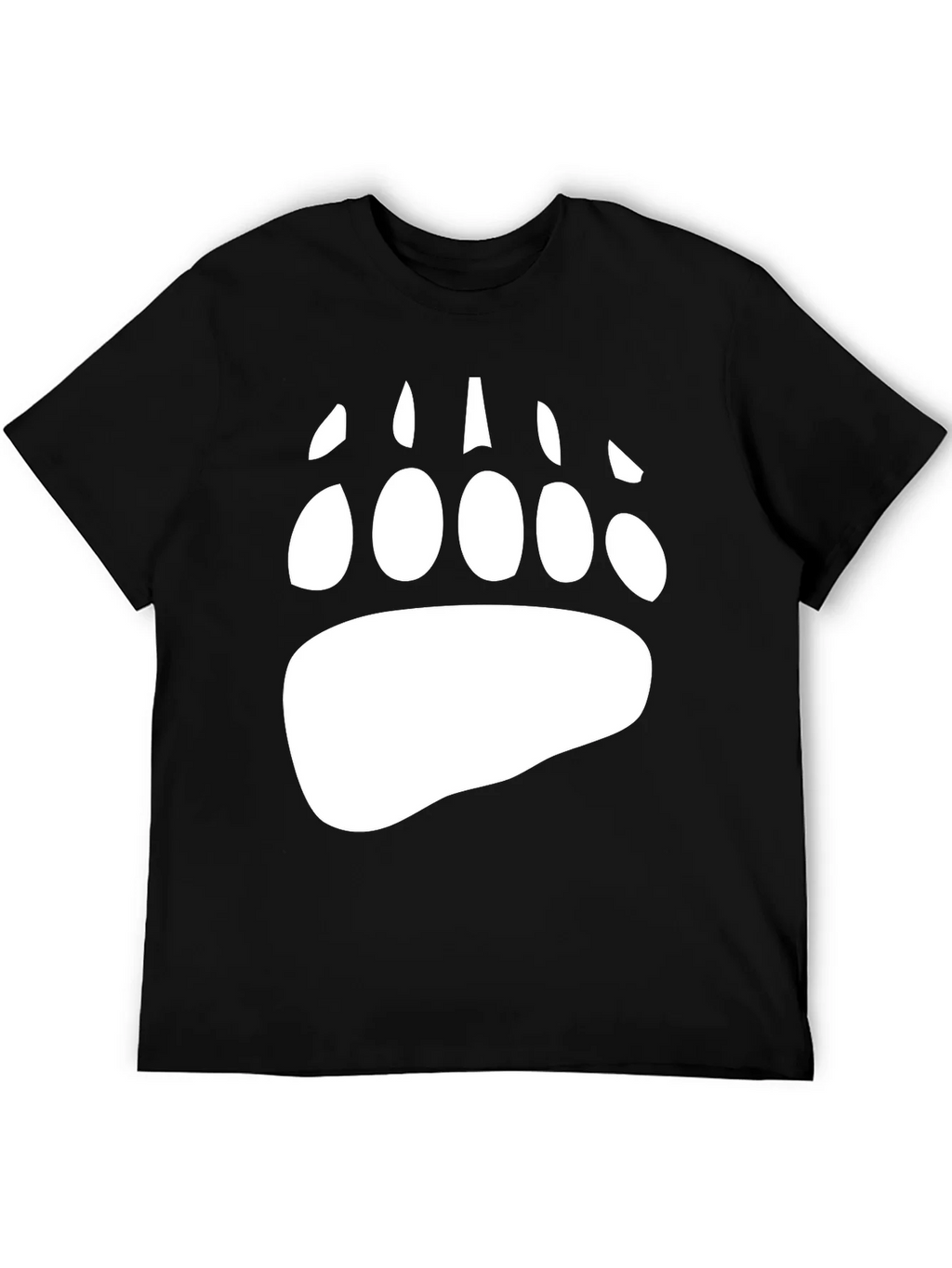 Bear Paw Print Graphic Tee - Black Cotton Blend