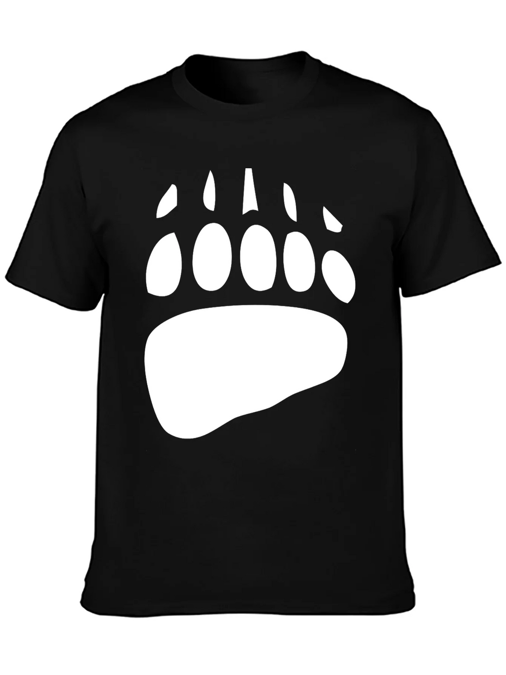 Bear Paw Print Graphic Tee - Black Cotton Blend