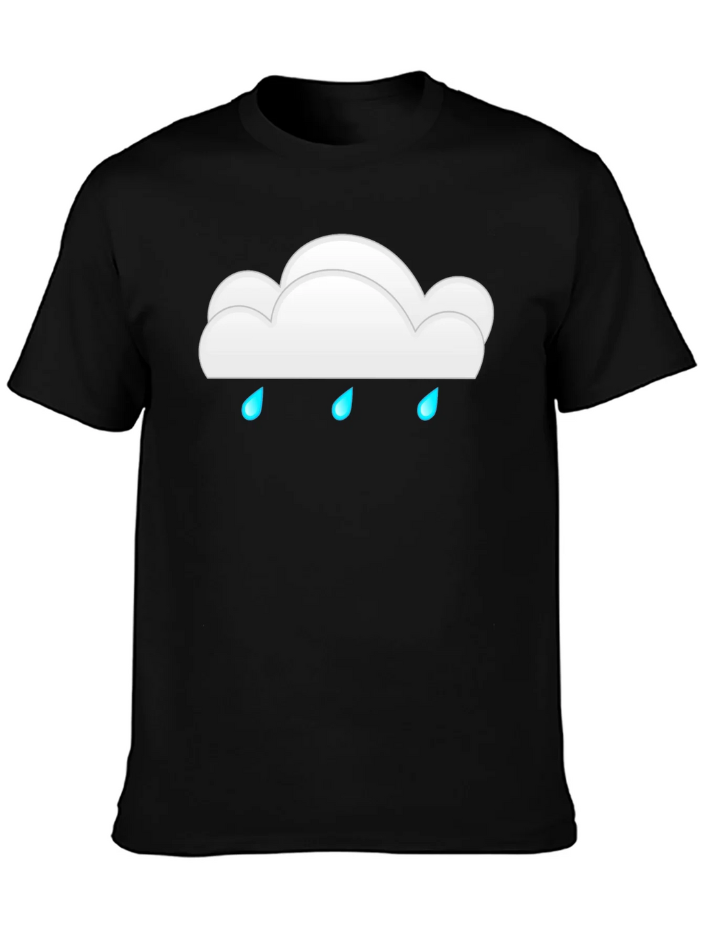 Cloud Raindrop Graphic Print Black T-Shirt