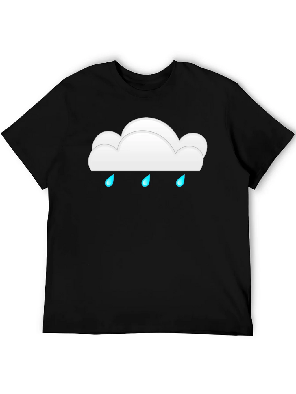 Cloud Raindrop Graphic Print Black T-Shirt