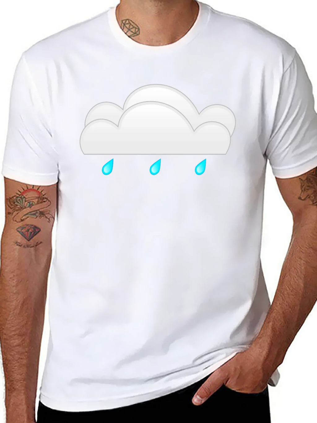 Cloud Raindrop Graphic Print Black T-Shirt