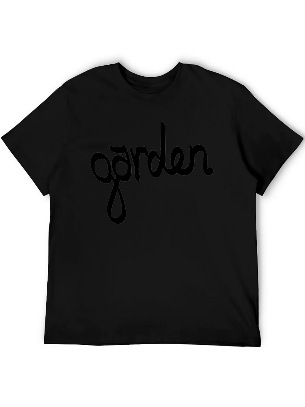 Garden Script Tee - Stylish Black Cotton T-Shirt