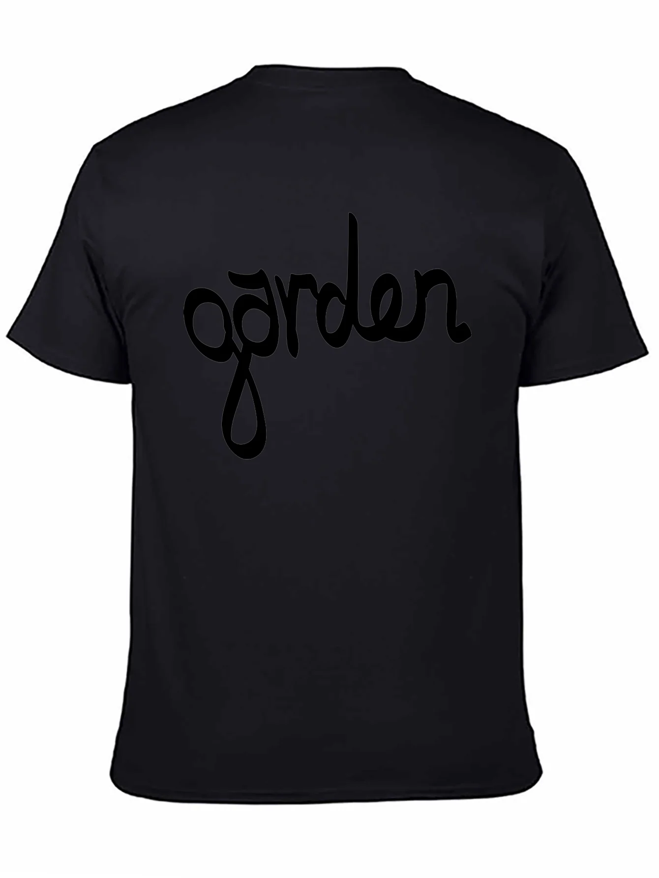 Garden Script Tee - Stylish Black Cotton T-Shirt