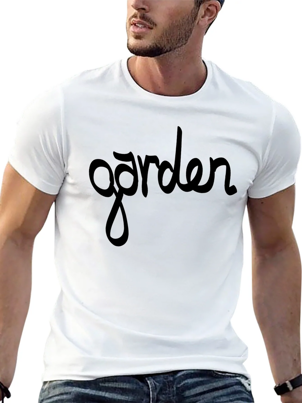 Garden Script Tee - Stylish Black Cotton T-Shirt