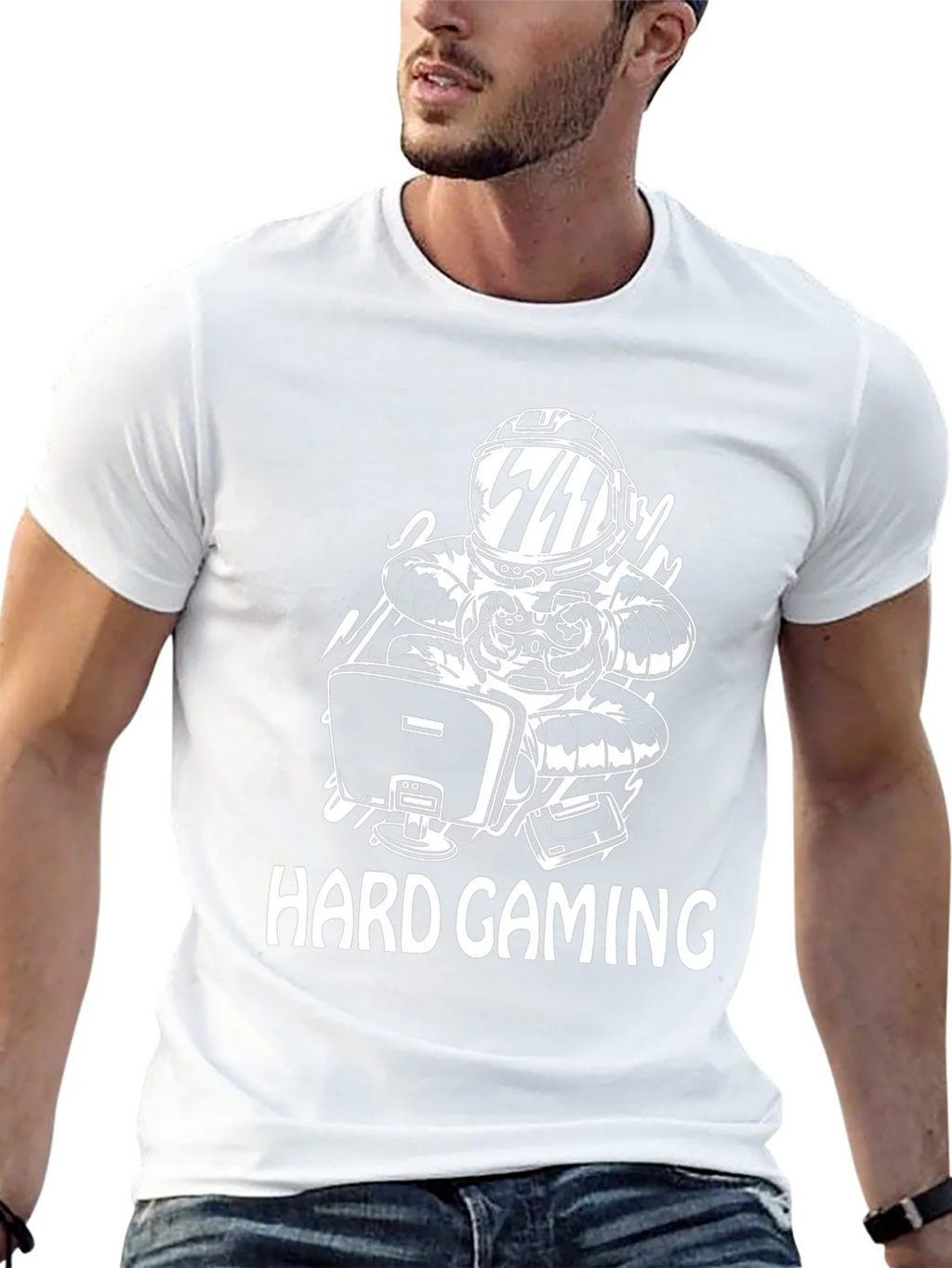 Hard Gaming Astronaut Graphic T-Shirt
