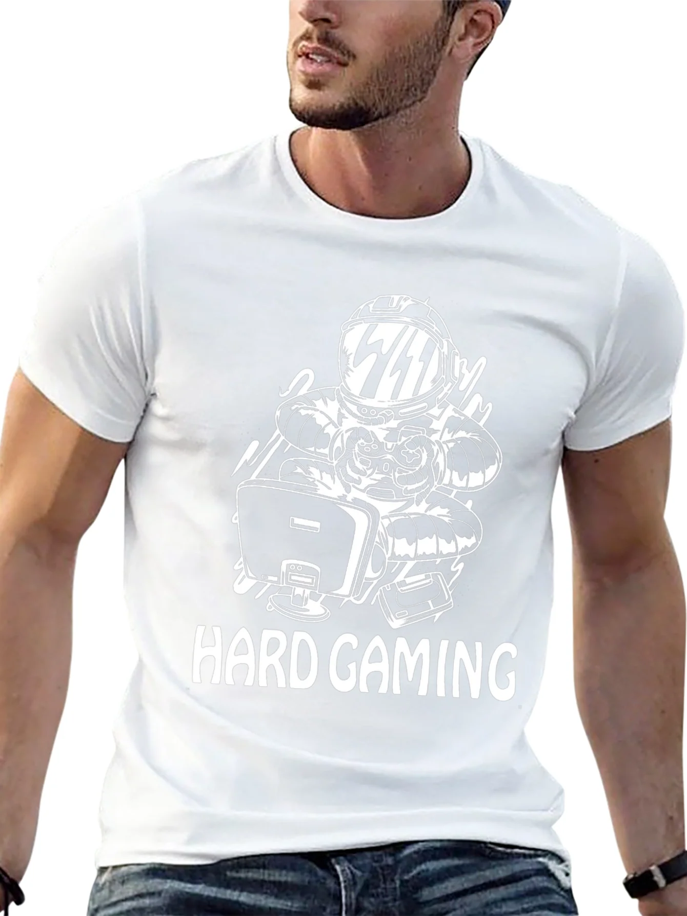 Hard Gaming Astronaut Graphic T-Shirt