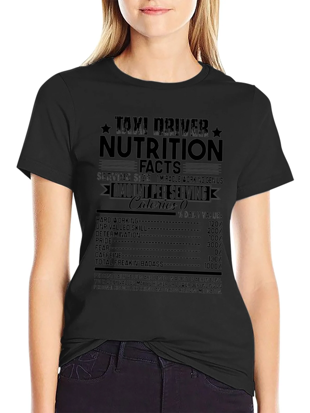 Taxi Driver Nutrition Facts Graphic T-Shirt