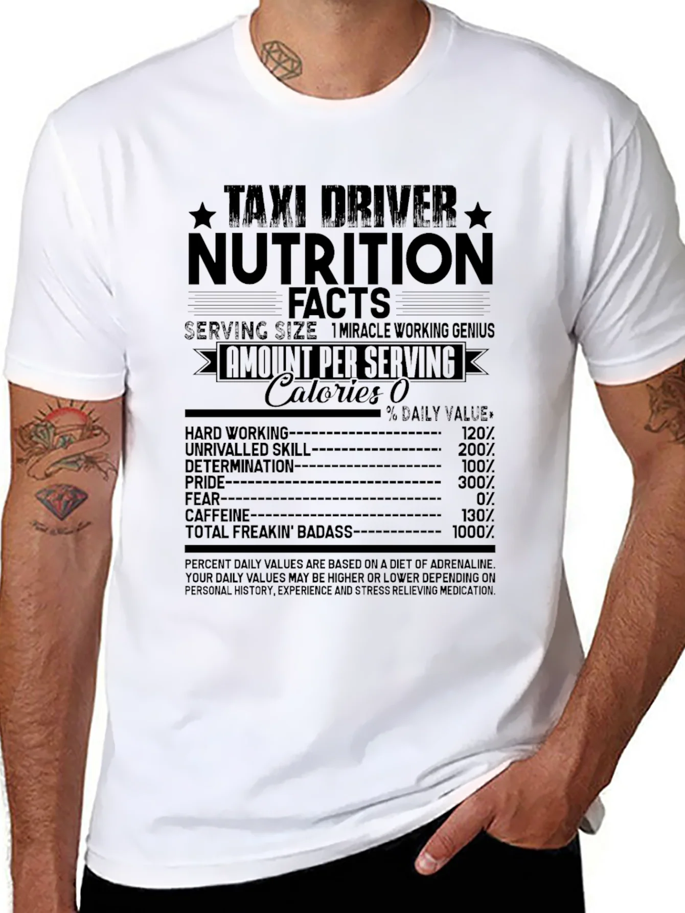 Taxi Driver Nutrition Facts Graphic T-Shirt