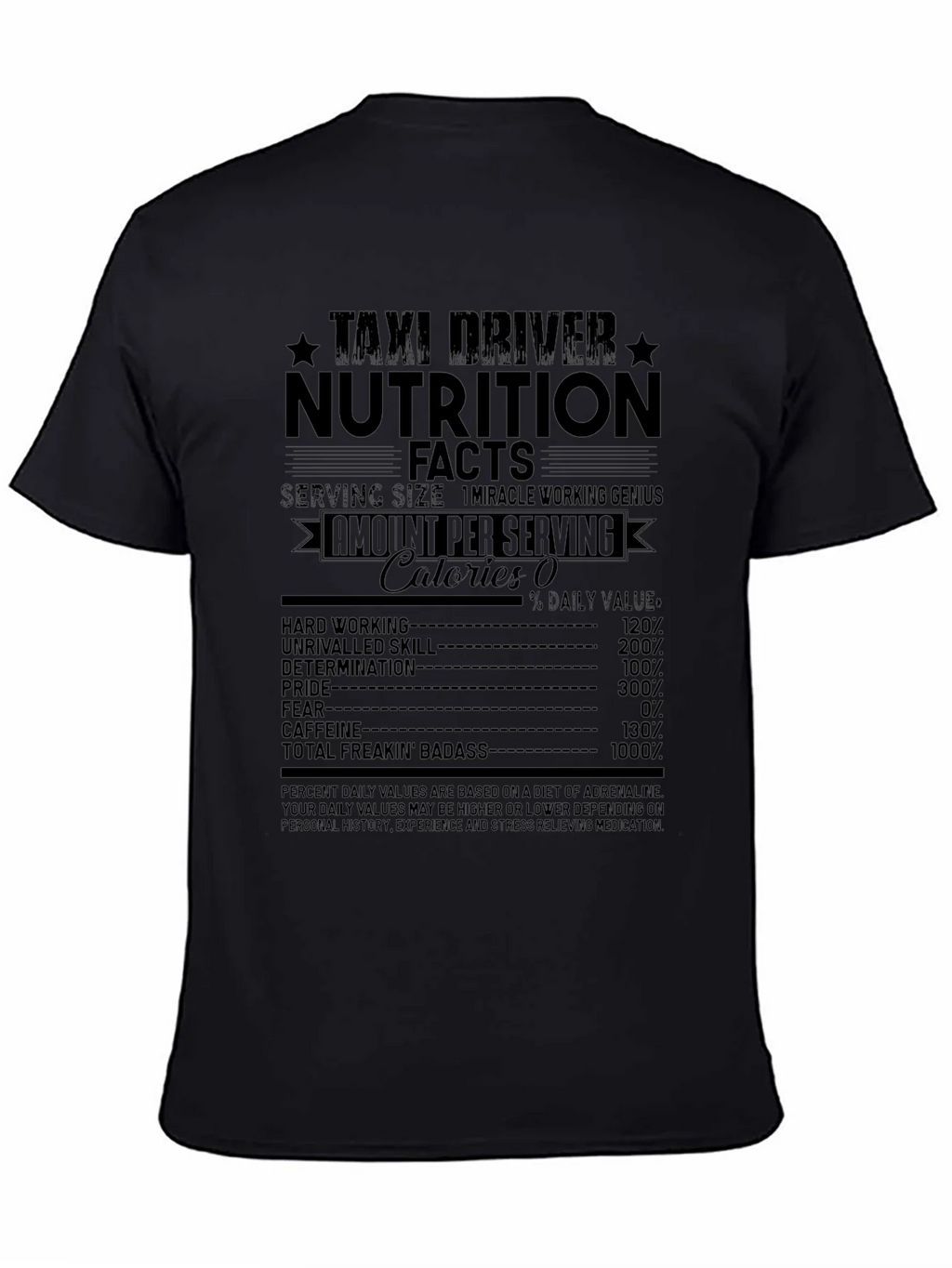 Taxi Driver Nutrition Facts Graphic T-Shirt