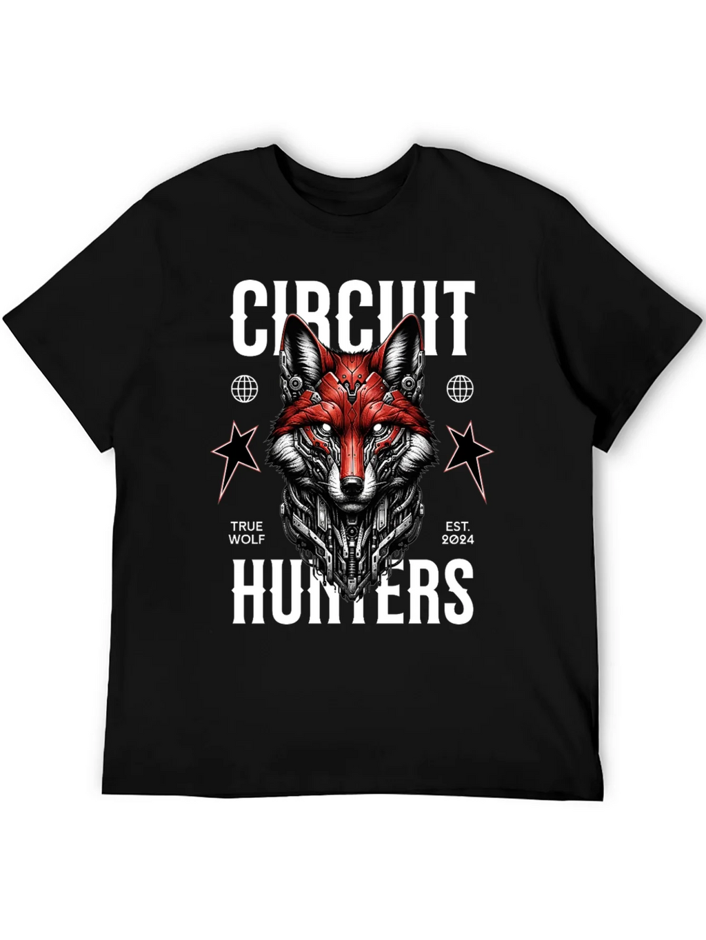 Circuit Hunters Graphic Tee - Cyberpunk Fox T-Shirt