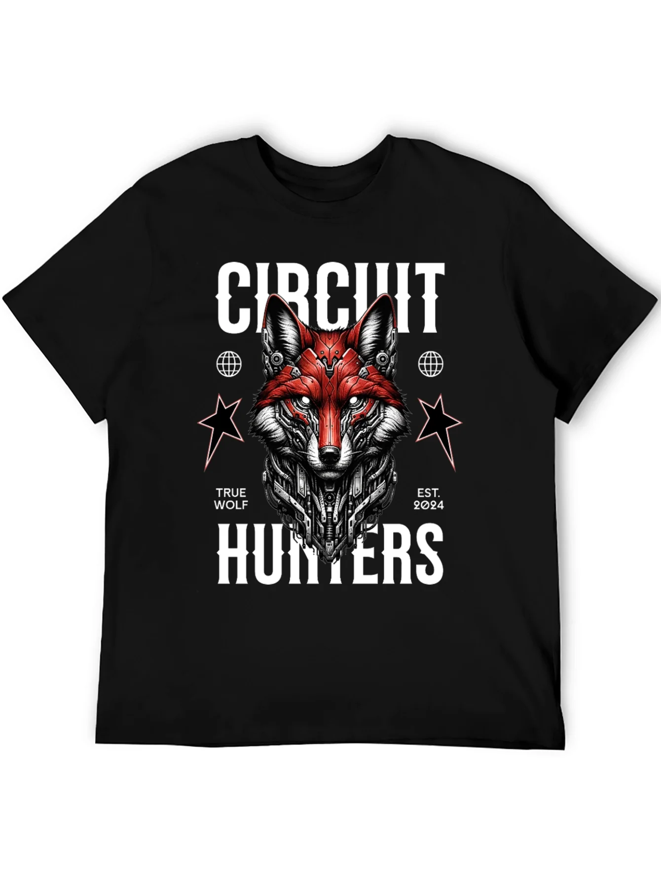 Circuit Hunters Graphic Tee - Cyberpunk Fox T-Shirt