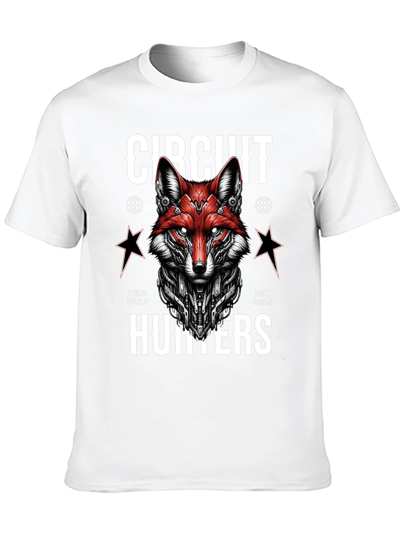 Circuit Hunters Graphic Tee - Cyberpunk Fox T-Shirt