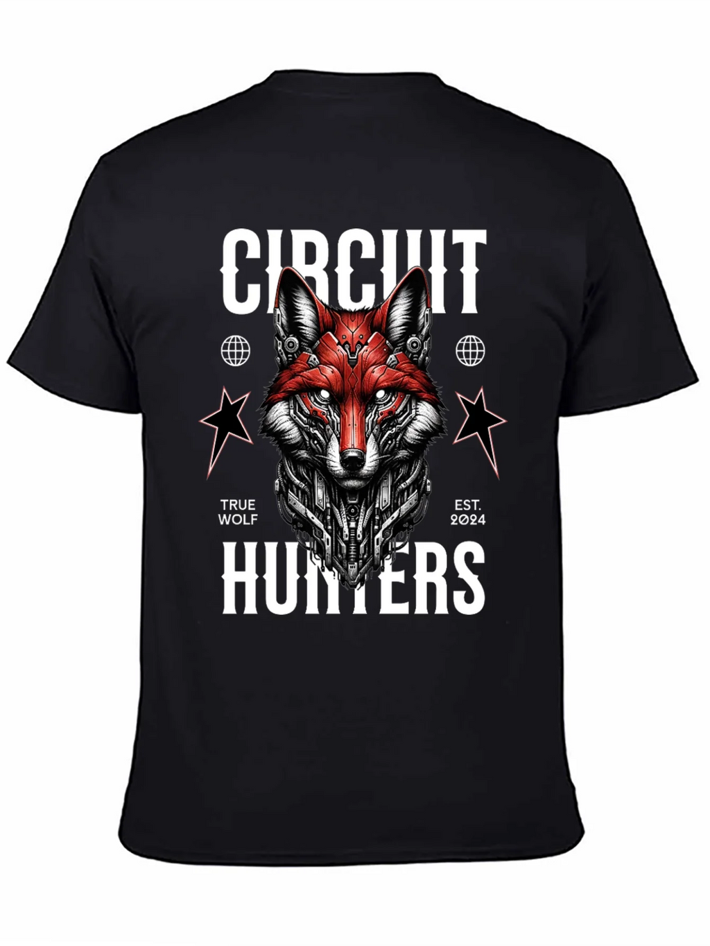 Circuit Hunters Graphic Tee - Cyberpunk Fox T-Shirt