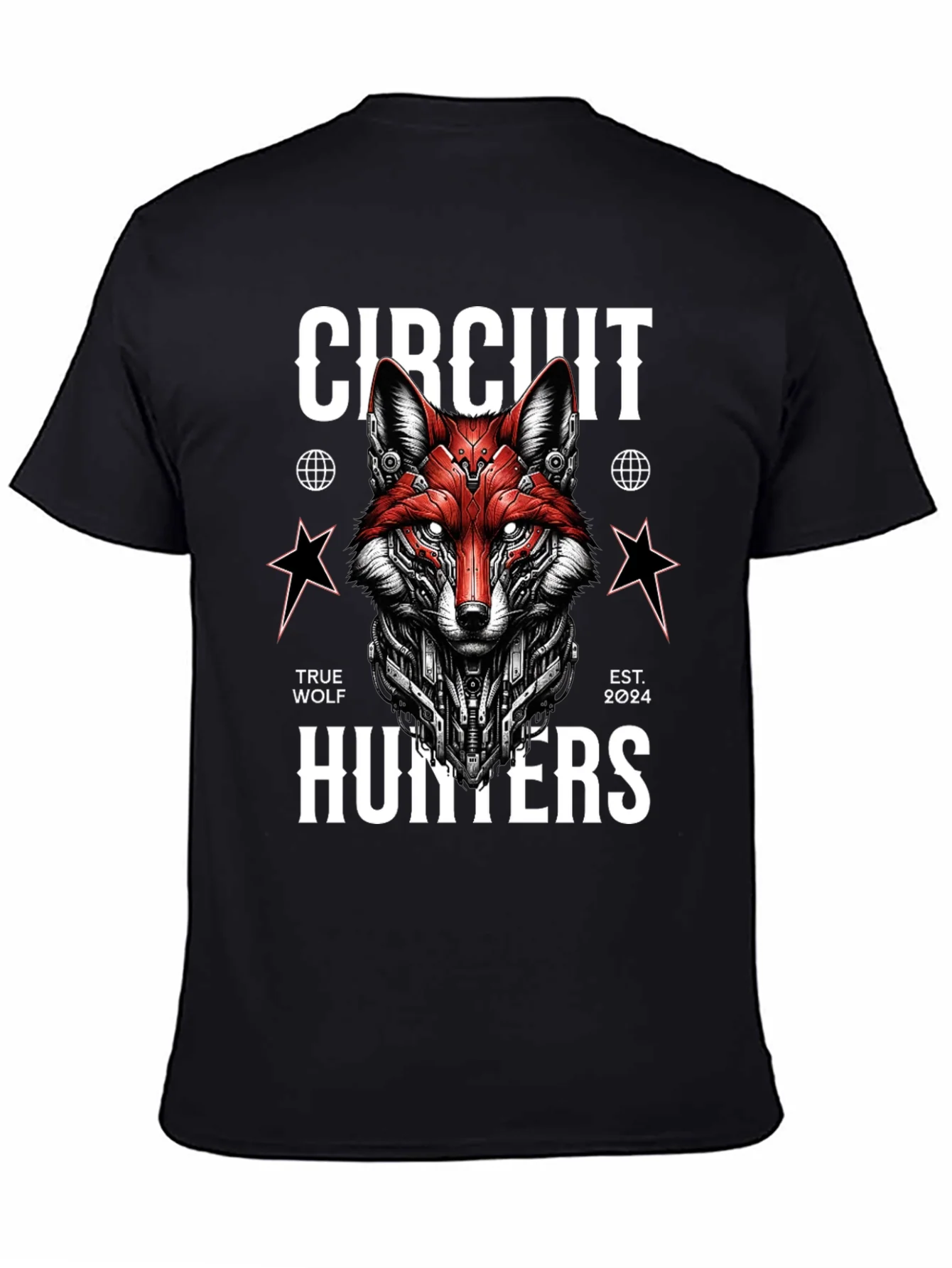 Circuit Hunters Graphic Tee - Cyberpunk Fox T-Shirt