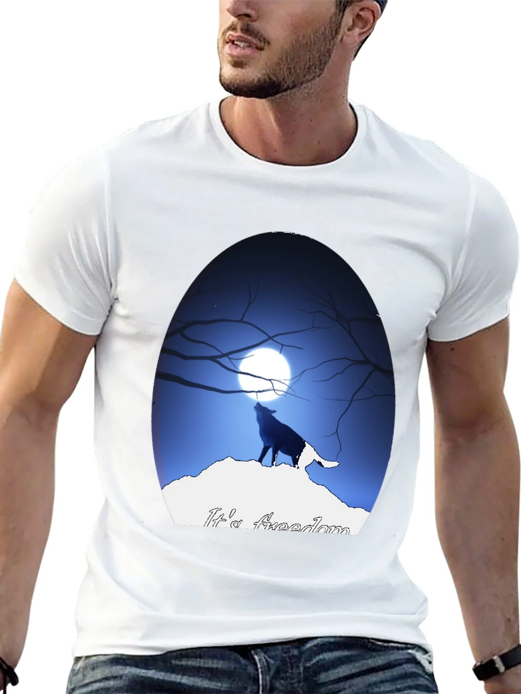 Wolf Howling at Moon Graphic Tee