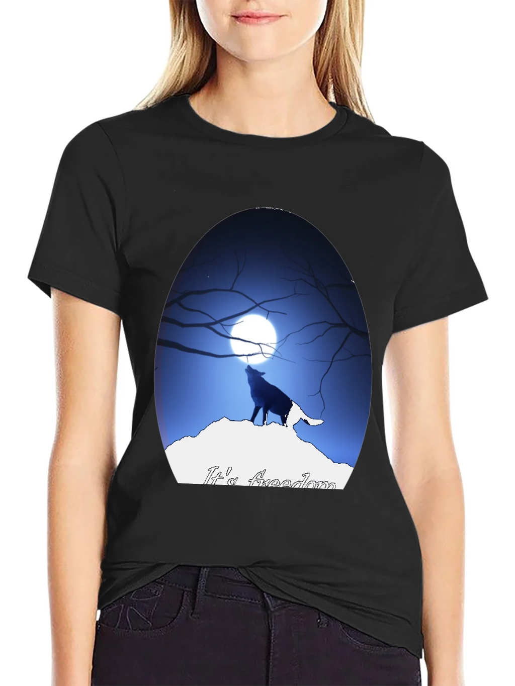 Wolf Howling at Moon Graphic Tee