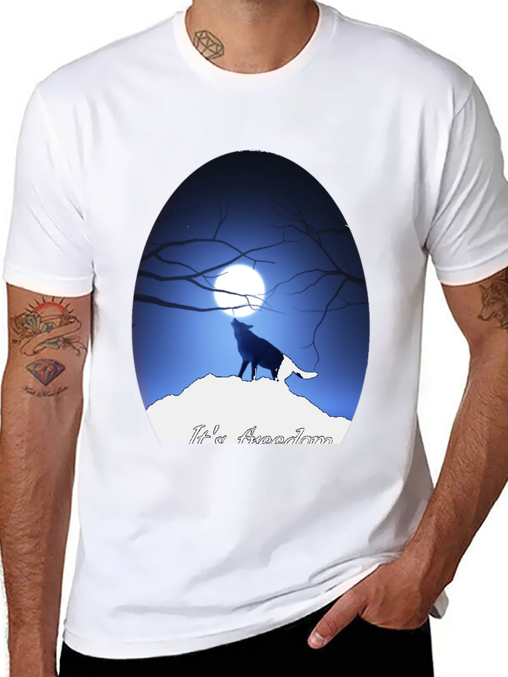 Wolf Howling at Moon Graphic Tee