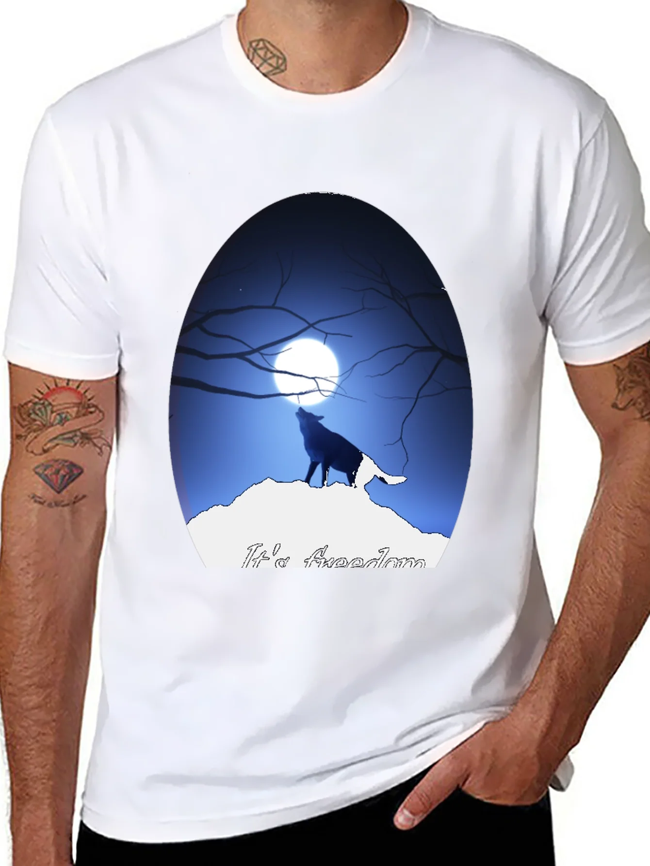 Wolf Howling at Moon Graphic Tee