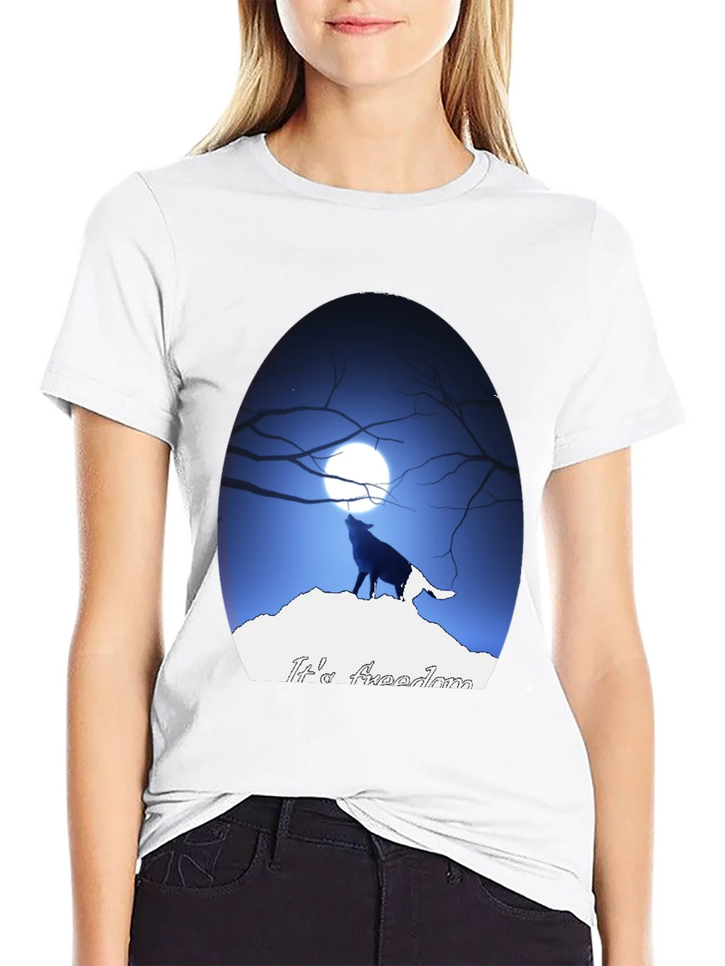 Wolf Howling at Moon Graphic Tee