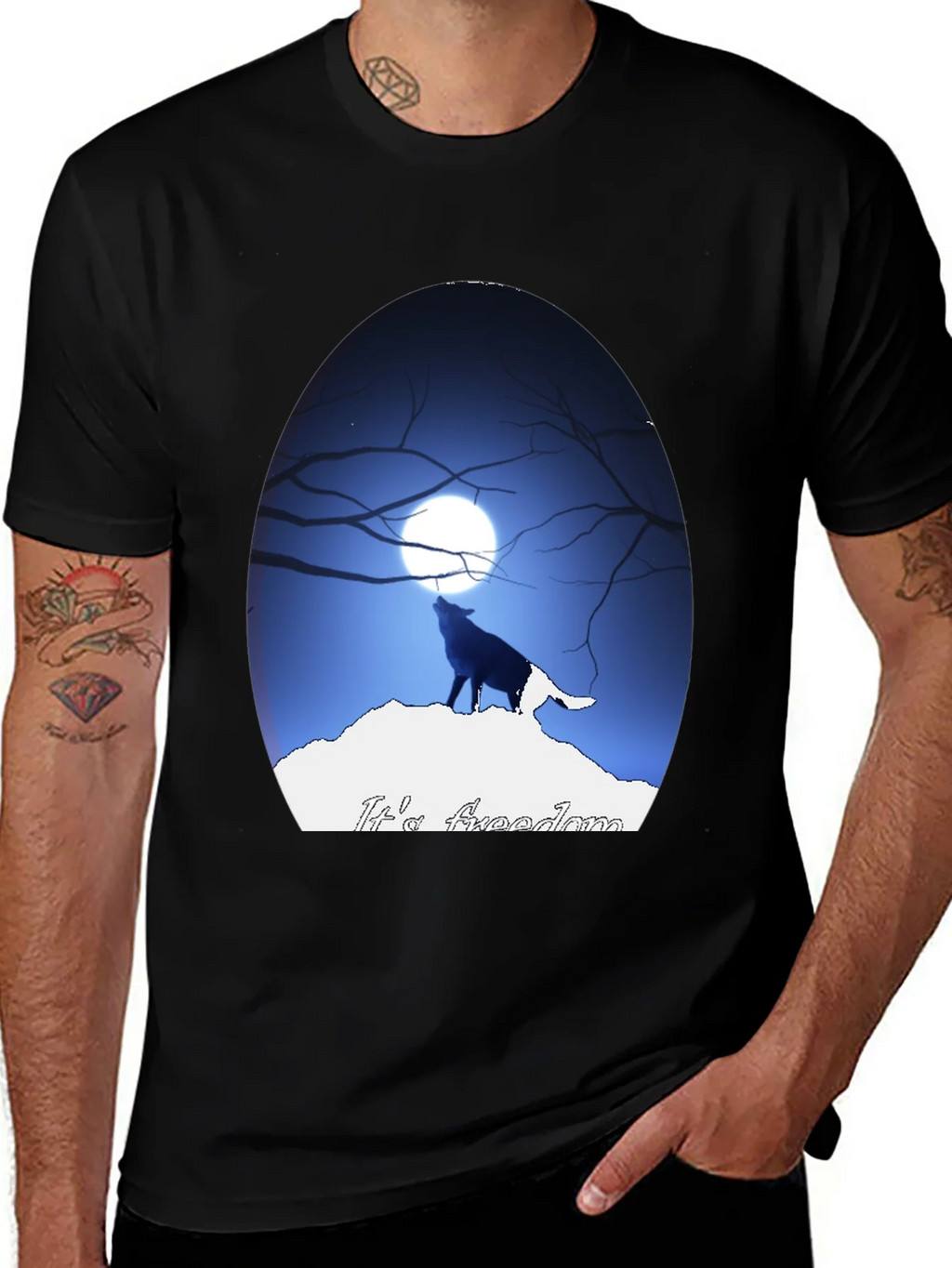 Wolf Howling at Moon Graphic Tee