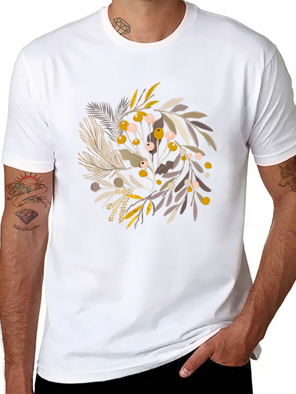 Botanical Print Crew Neck Tee