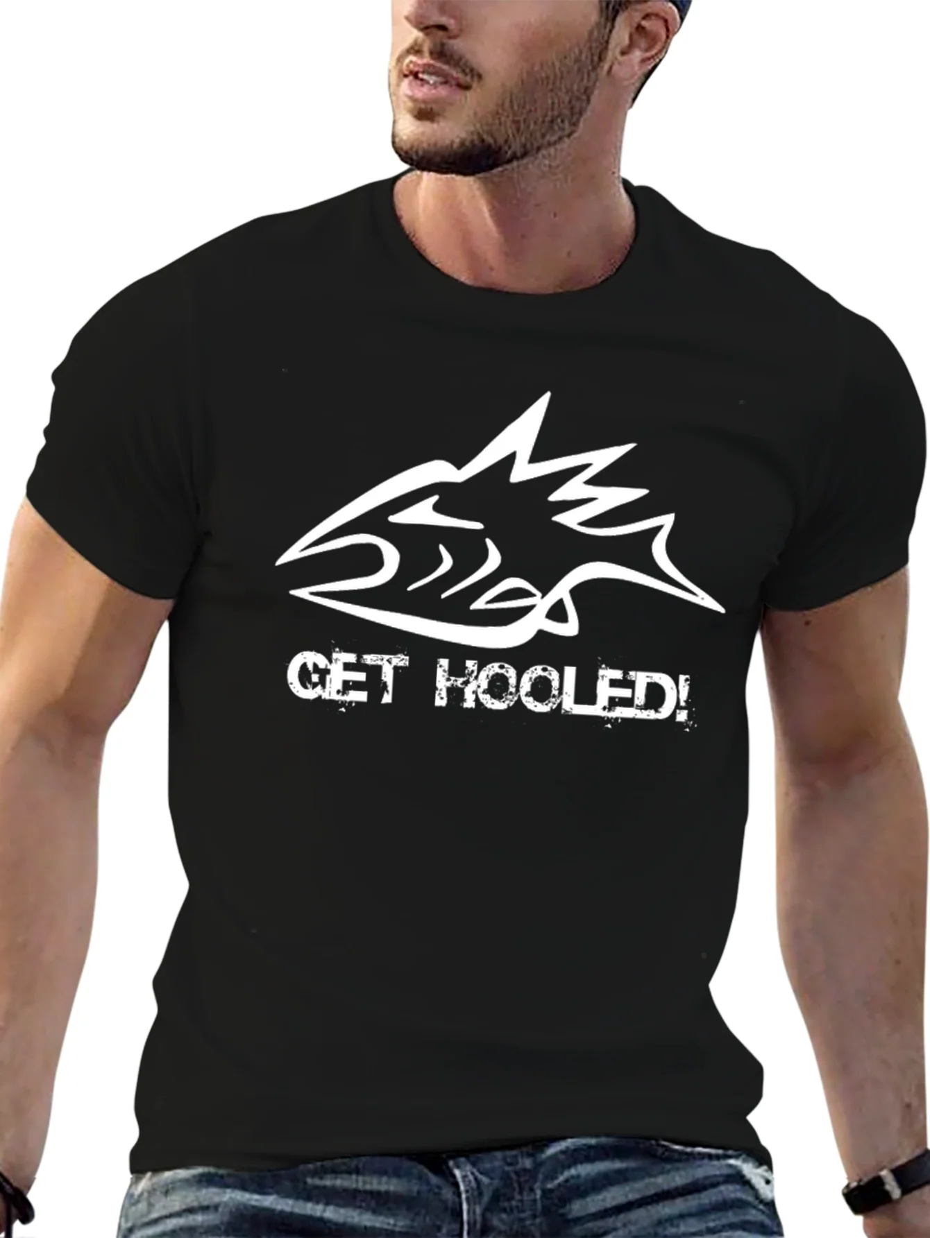 Get Hooked! Fishing Graphic Tee - Black