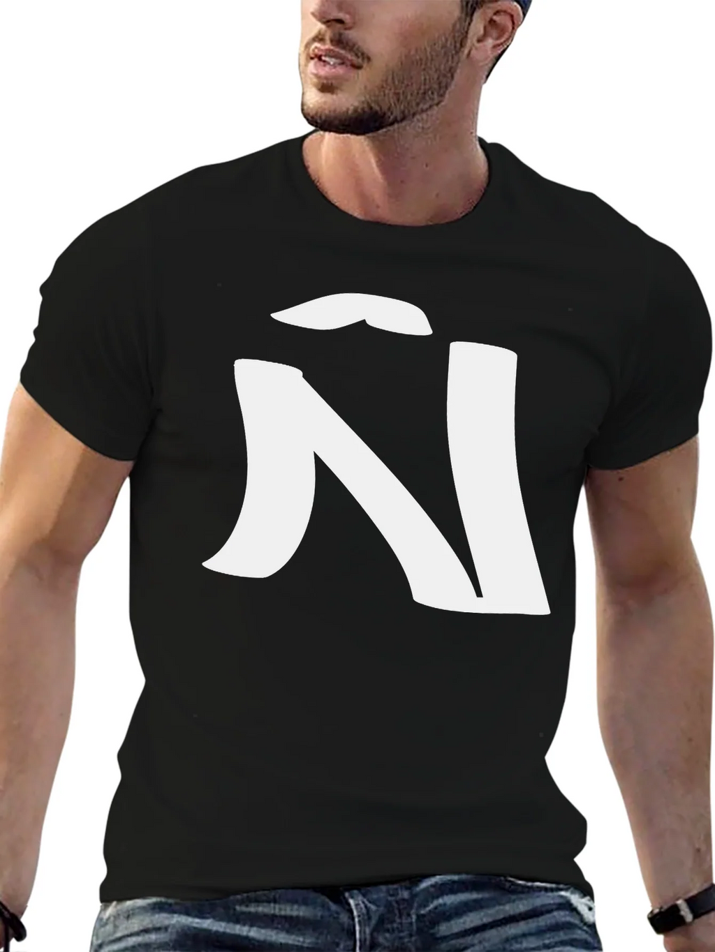 Black T-Shirt with White Ñ Design