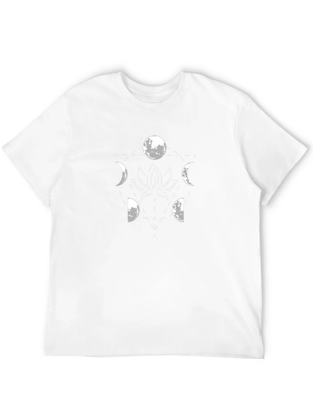 Lunar Lotus Black T-Shirt - Geometric Moon Phase Design