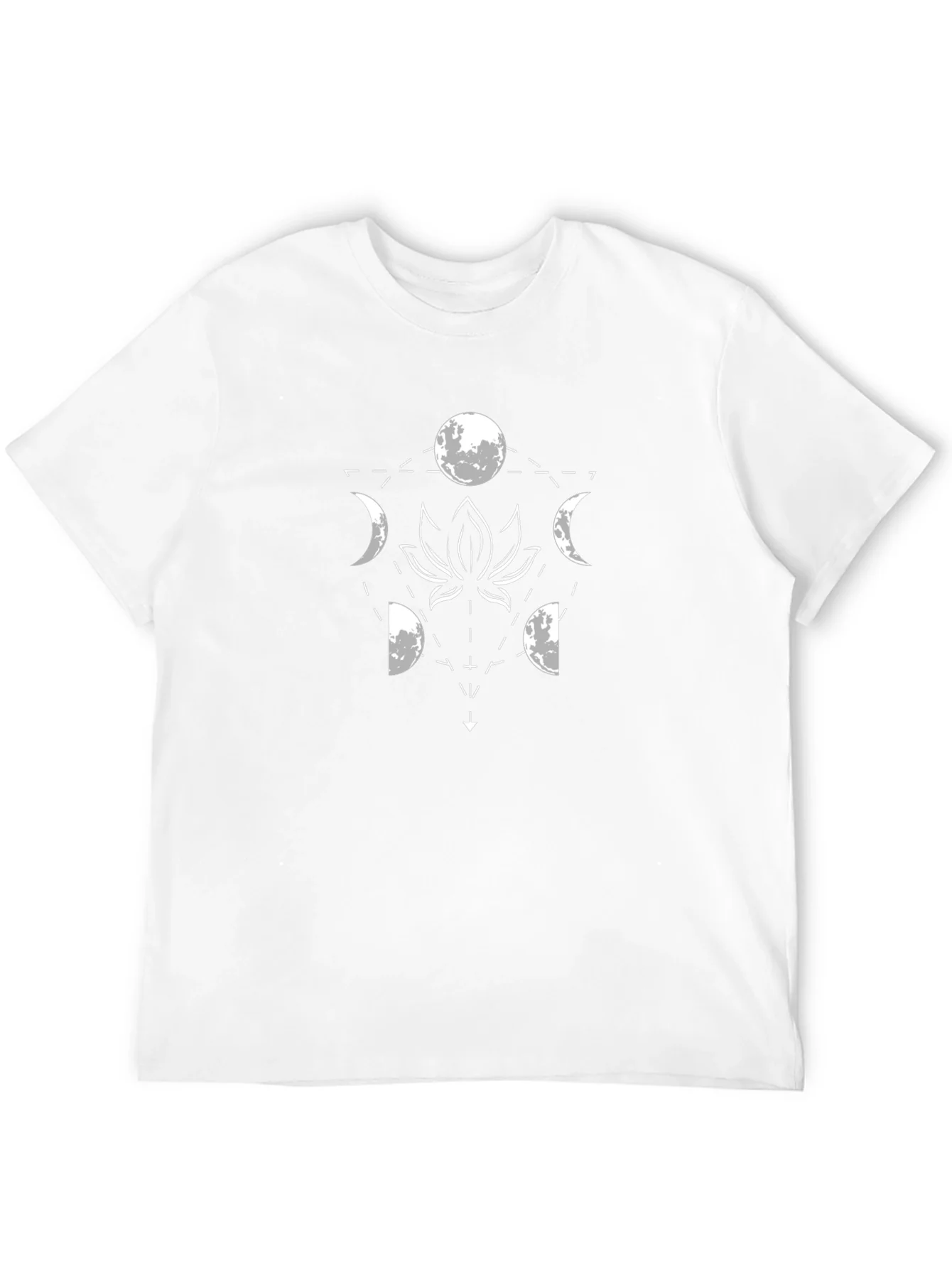 Lunar Lotus Black T-Shirt - Geometric Moon Phase Design