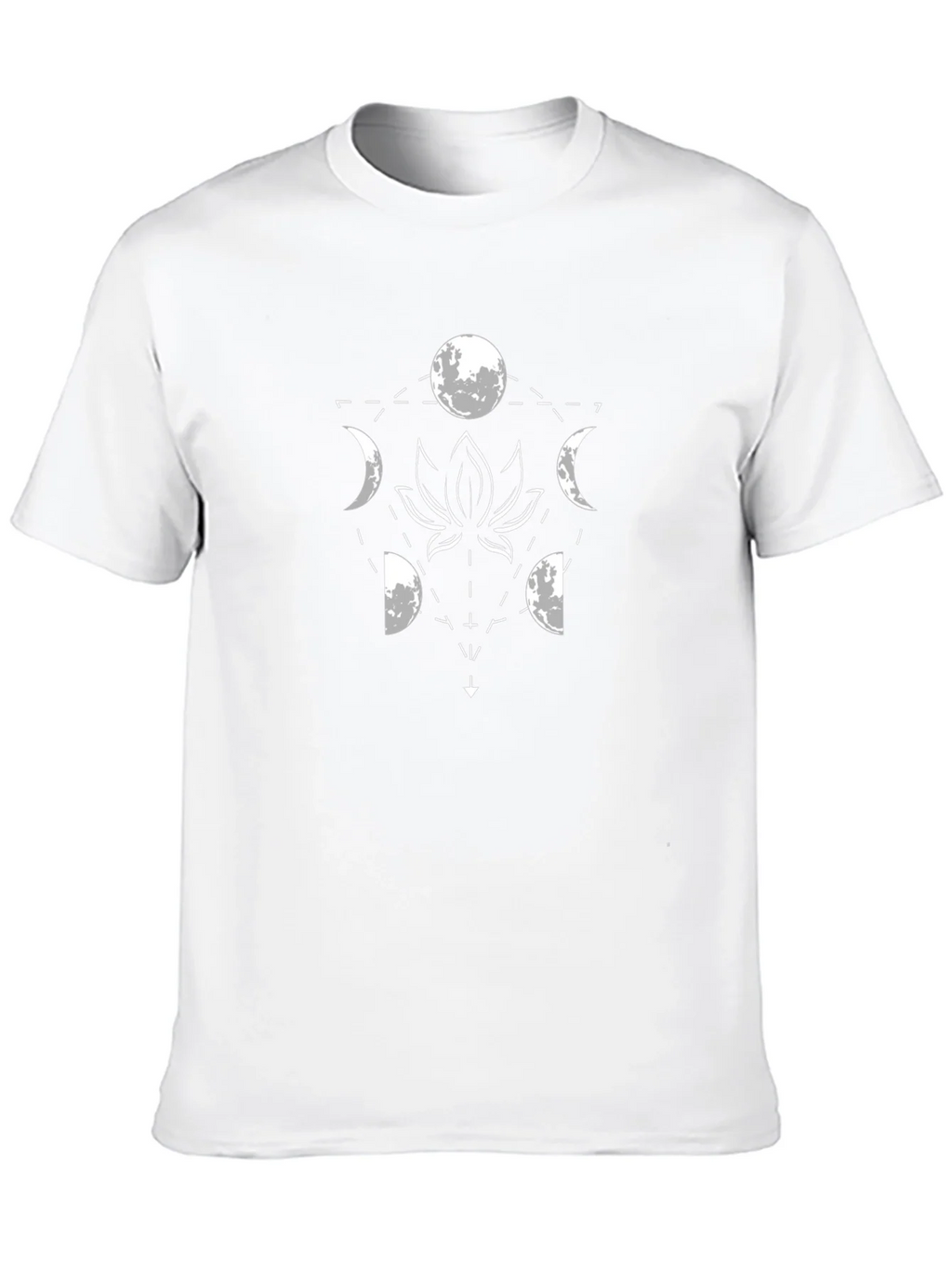 Lunar Lotus Black T-Shirt - Geometric Moon Phase Design