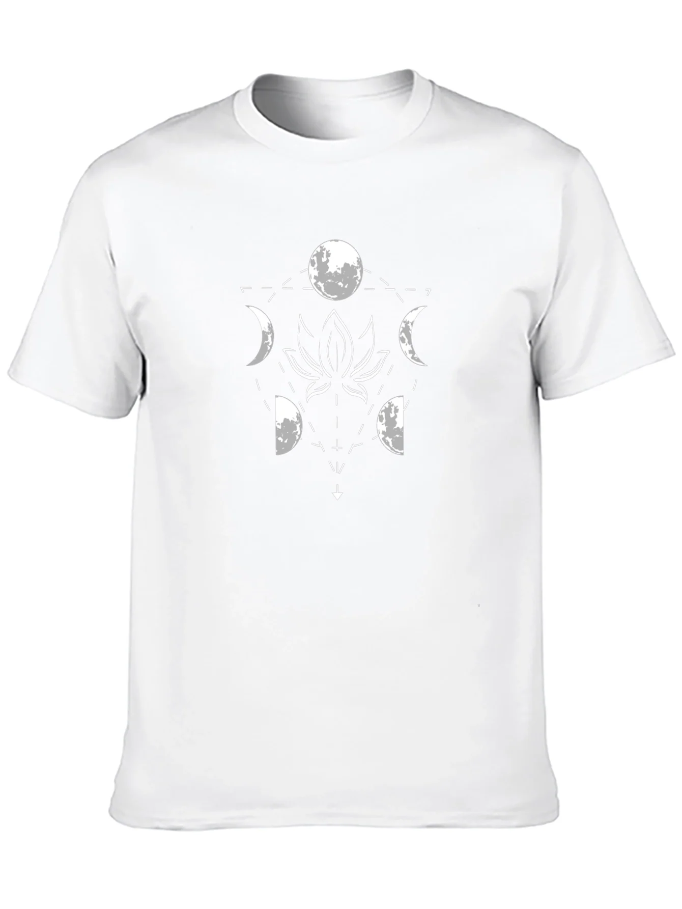 Lunar Lotus Black T-Shirt - Geometric Moon Phase Design