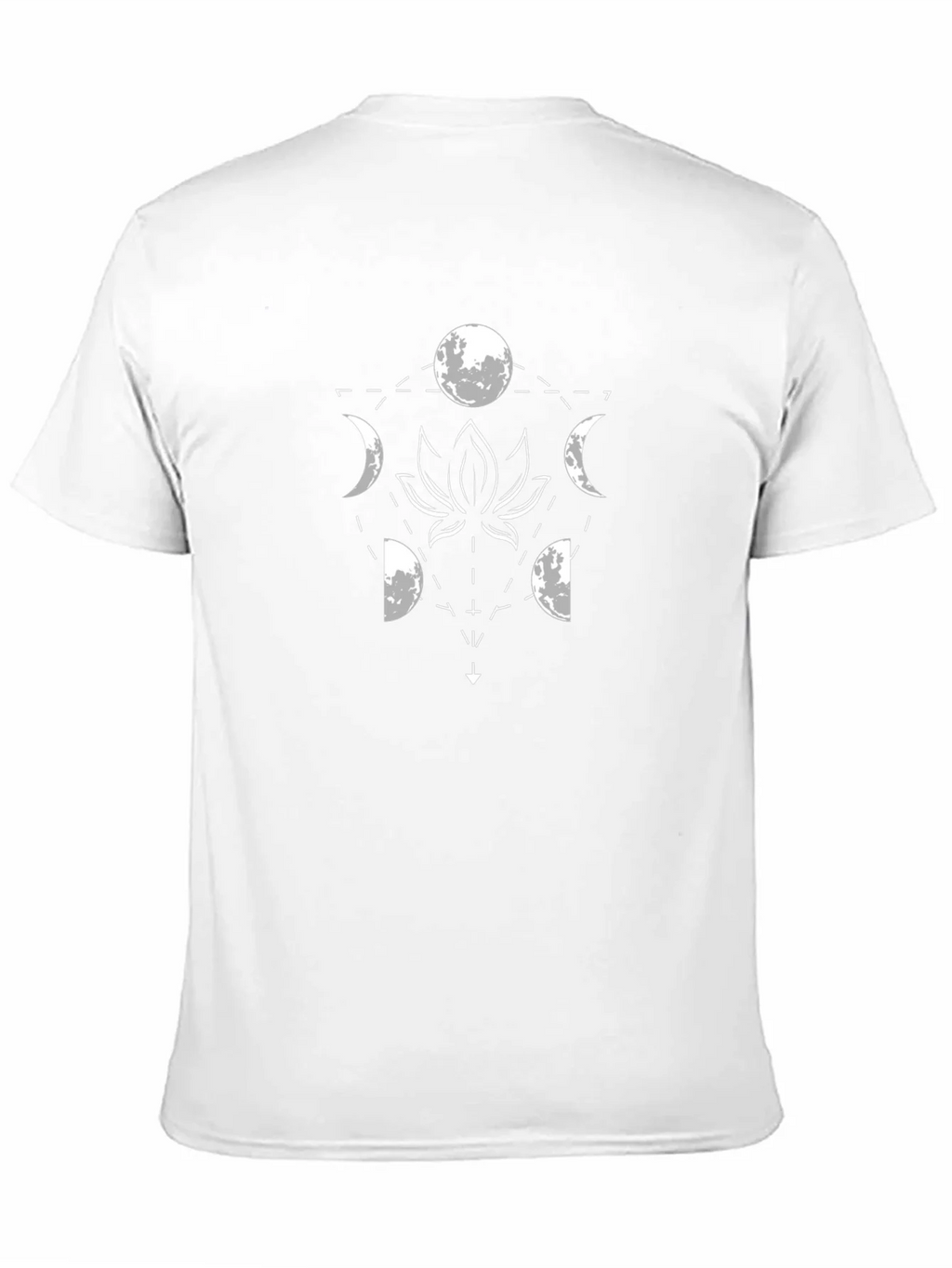Lunar Lotus Black T-Shirt - Geometric Moon Phase Design