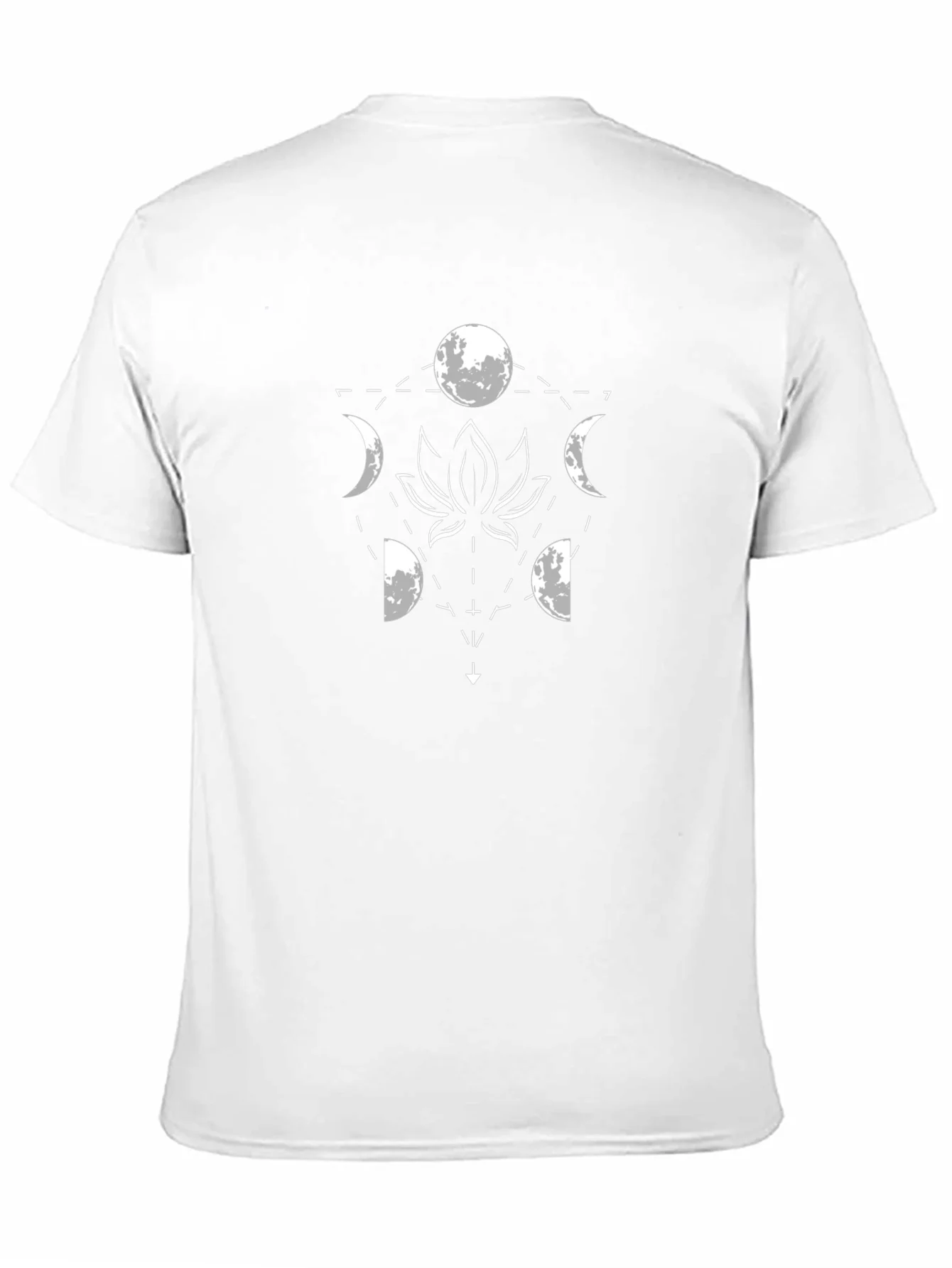 Lunar Lotus Black T-Shirt - Geometric Moon Phase Design