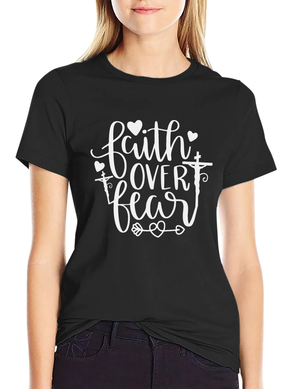 Faith Over Fear Black Graphic Tee
