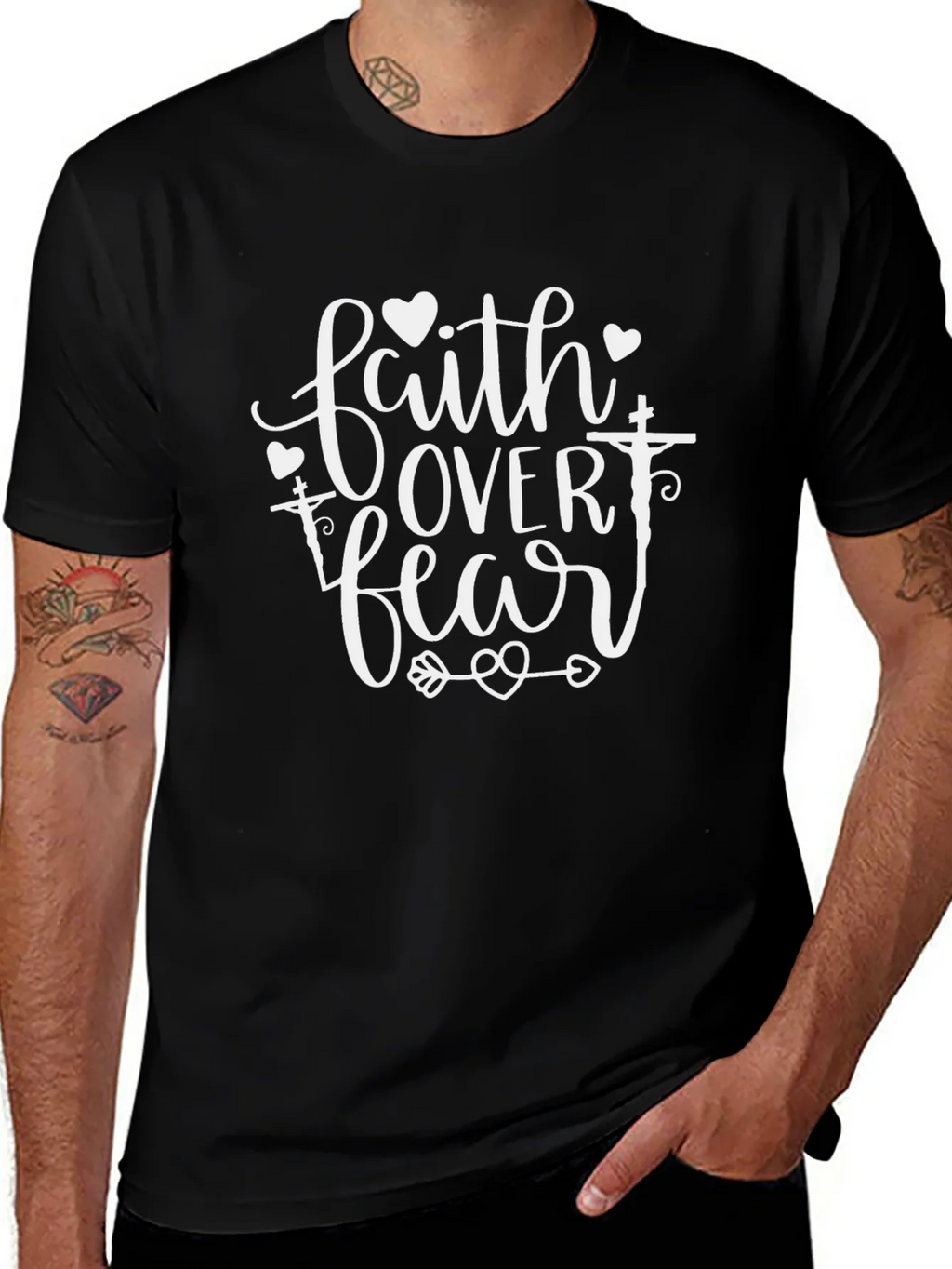 Faith Over Fear Black Graphic Tee
