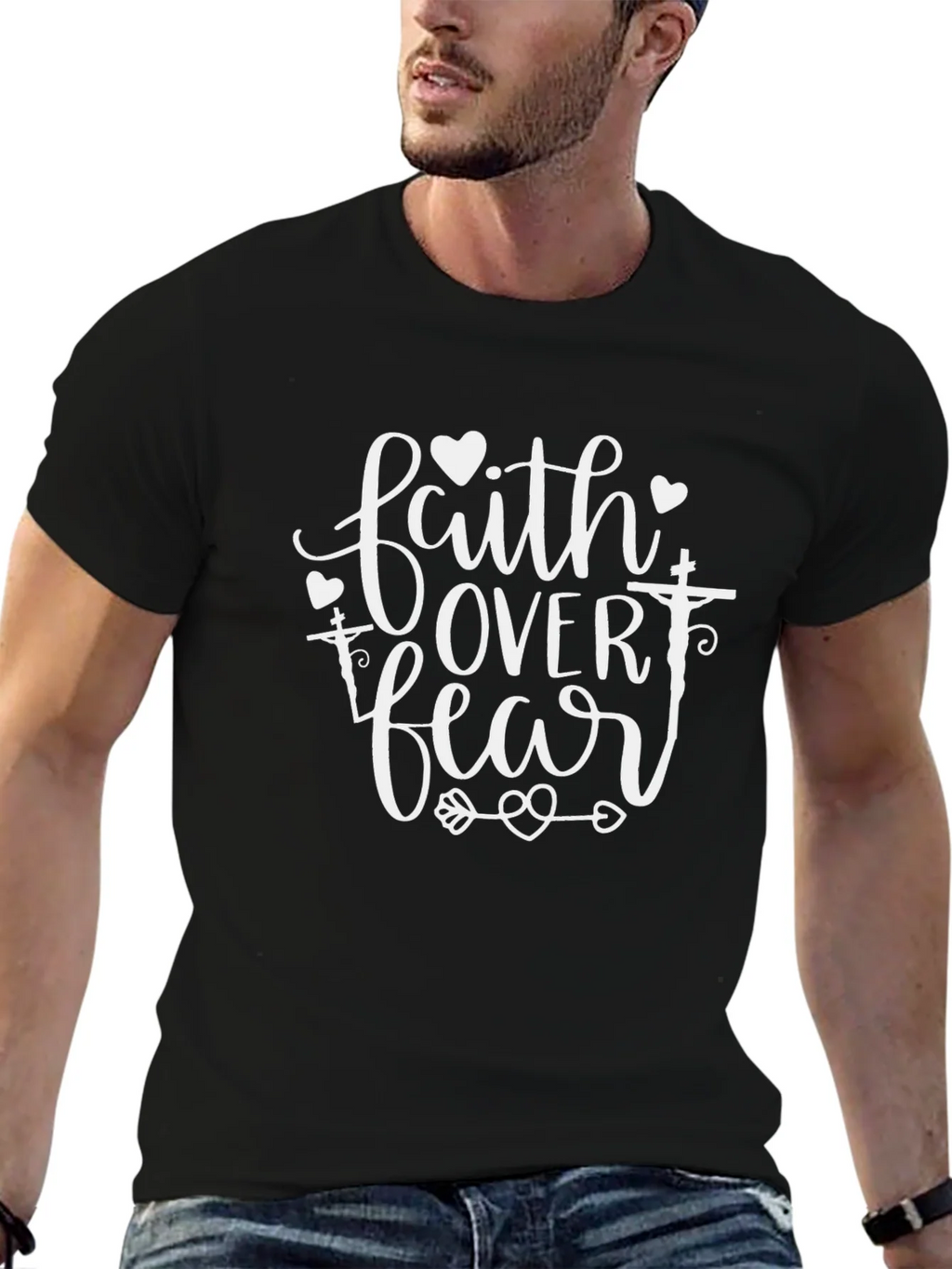 Faith Over Fear Black Graphic Tee