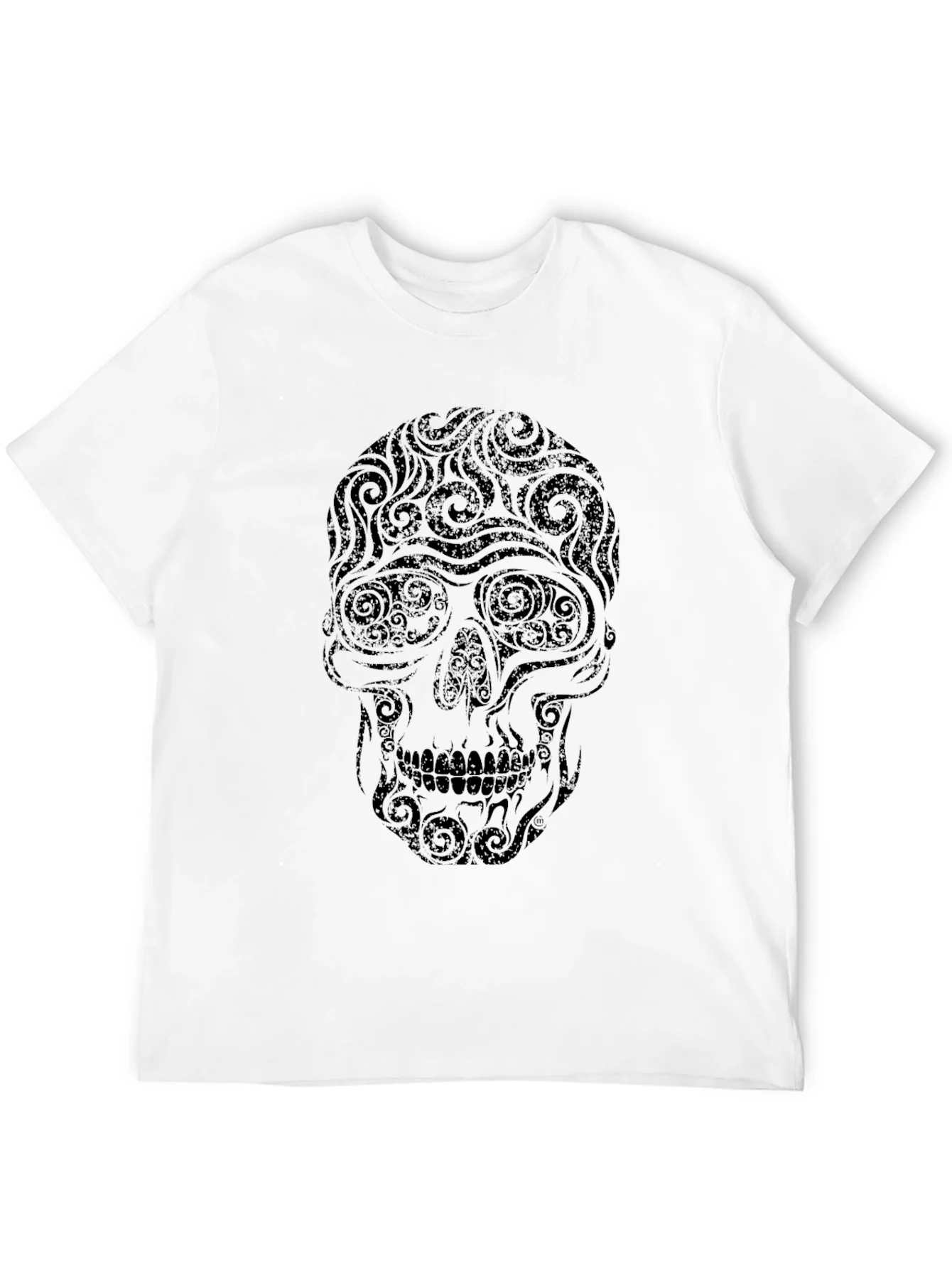 Swirl Skull Graphic Tee - Mens Black T-Shirt