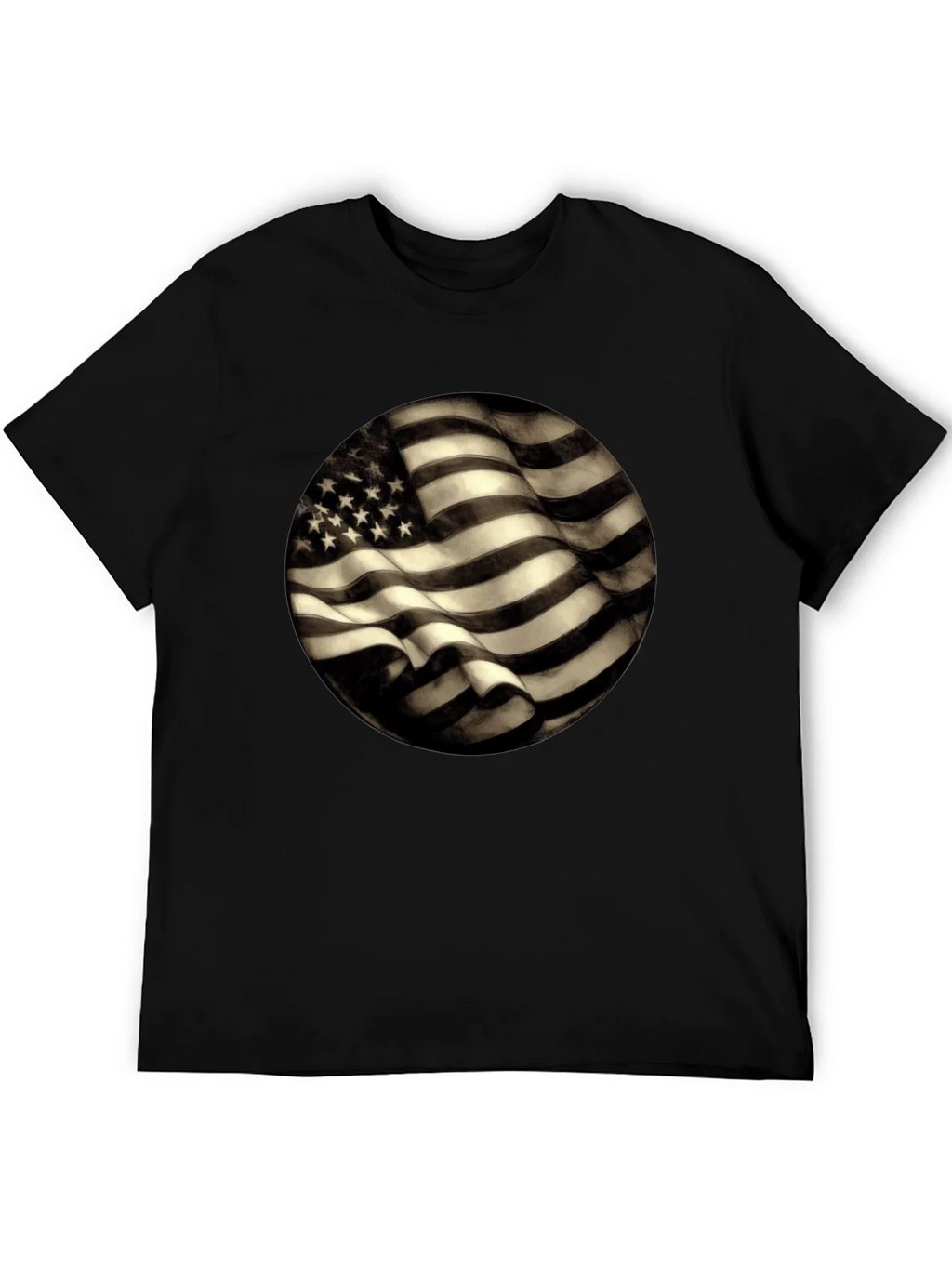 American Flag Graphic Mens Black T-Shirt