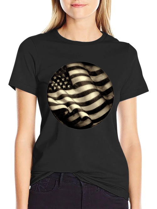 American Flag Graphic Mens Black T-Shirt