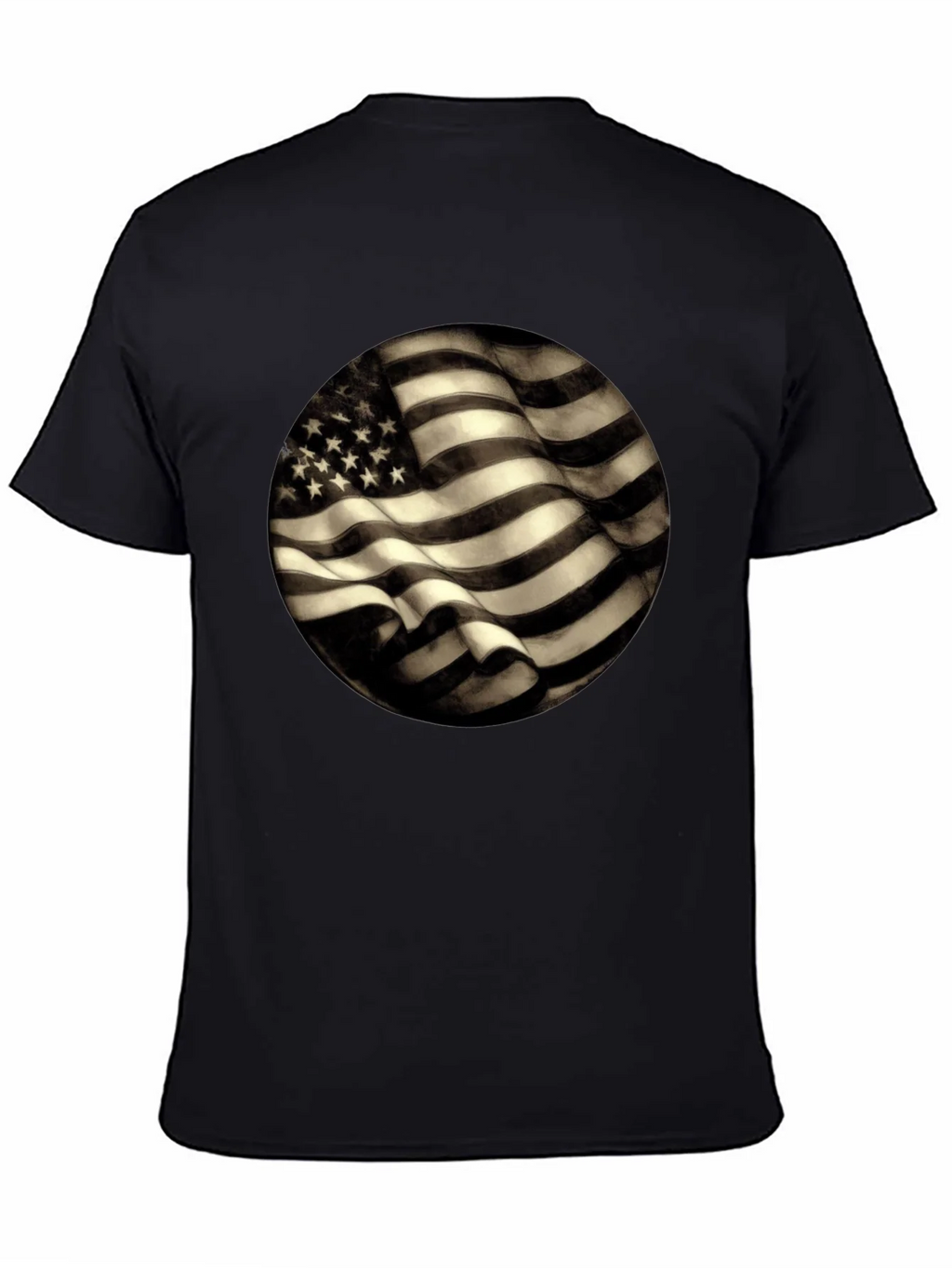 American Flag Graphic Mens Black T-Shirt