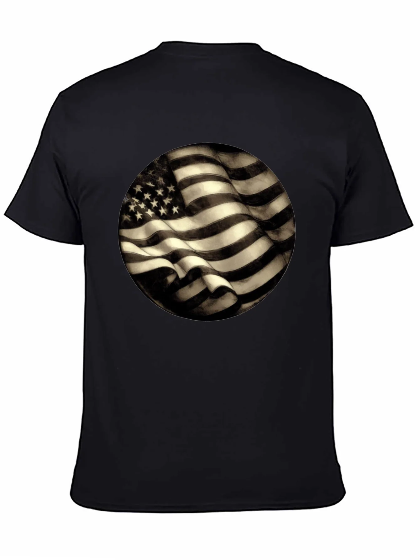 American Flag Graphic Mens Black T-Shirt