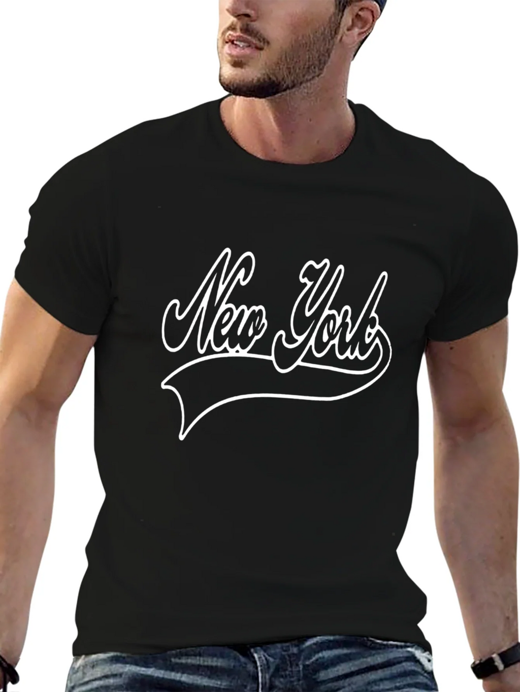 New York Graphic Tee - Black Cotton T-Shirt