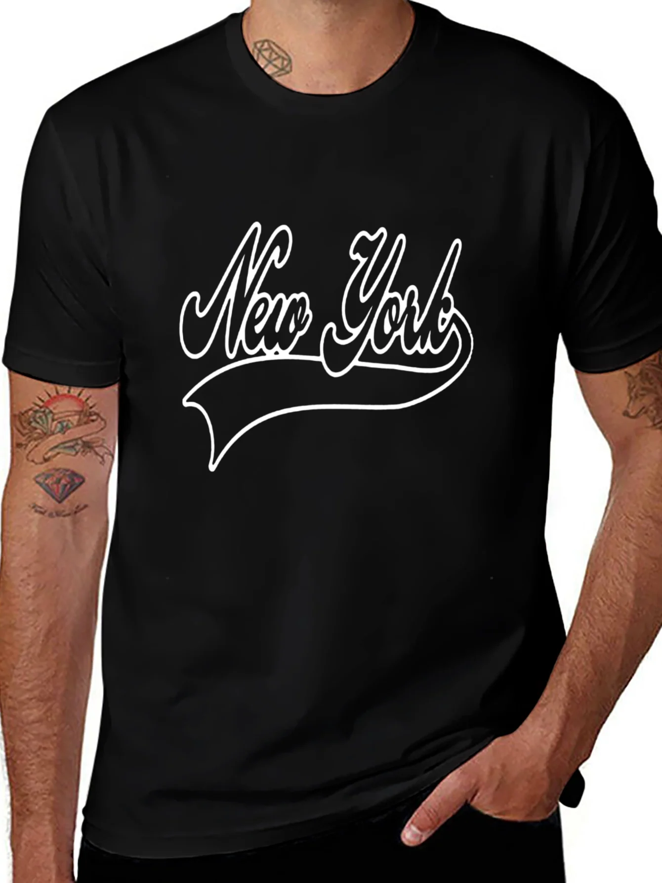 New York Graphic Tee - Black Cotton T-Shirt