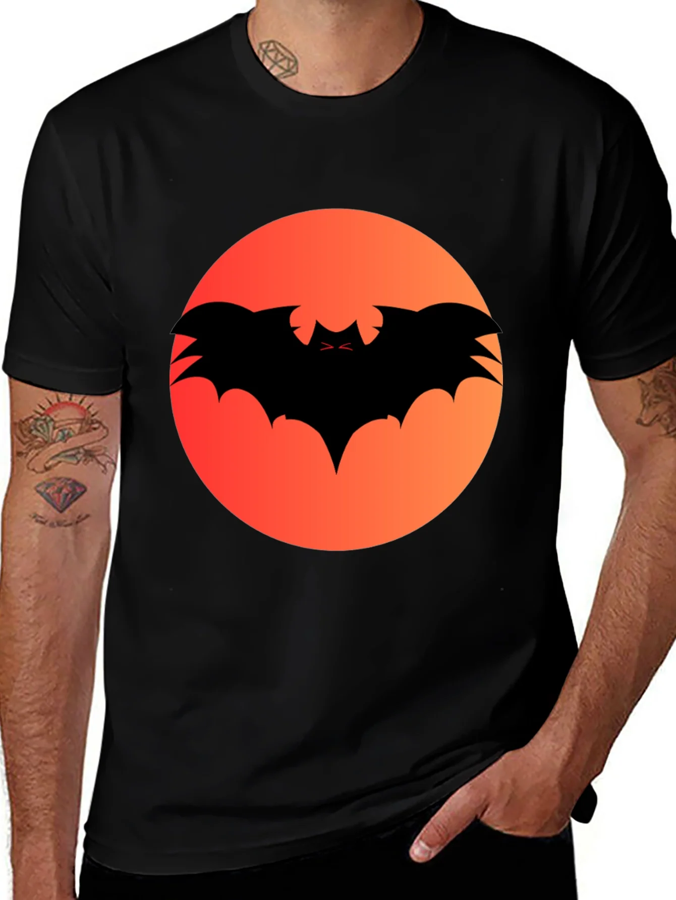 Halloween Bat Silhouette Graphic Tee
