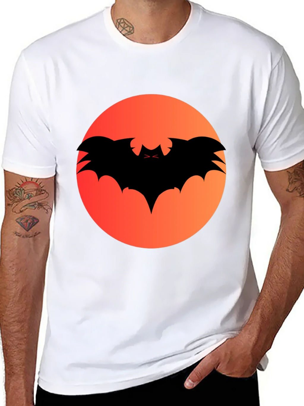 Halloween Bat Silhouette Graphic Tee