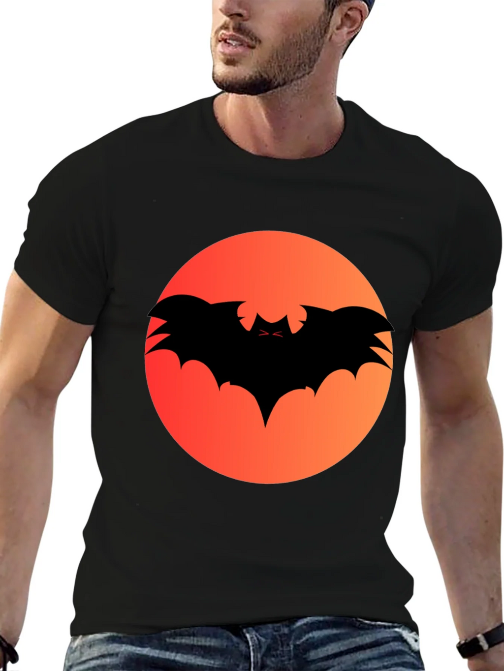 Halloween Bat Silhouette Graphic Tee