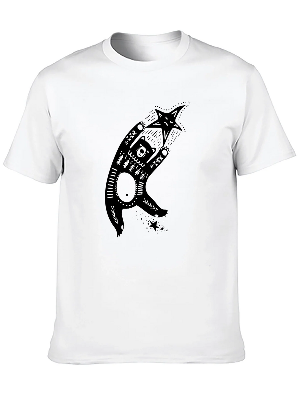 Bear & Star Graphic Print Black T-Shirt