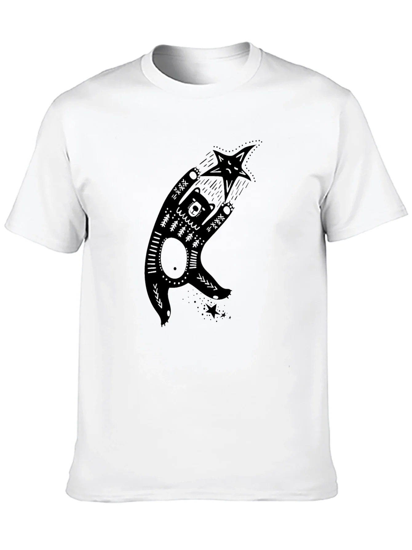 Bear & Star Graphic Print Black T-Shirt